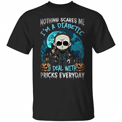 7VT. Michael Nothing Scares Me Diabetes, Black, Unisex T-Shirt