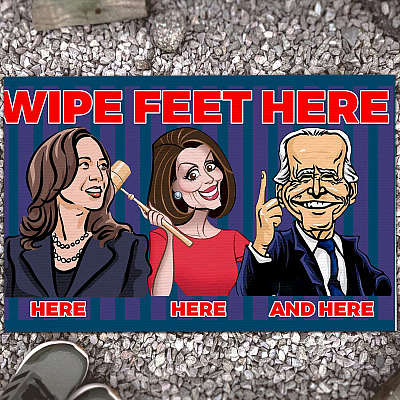 Funny Anti Biden Kamala Nancy Meme Sarcastic Outdoor Door Mat - Say No To Creepy Joe Biden Wipe Your Feet Here Indoor Doormat
