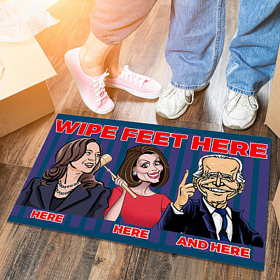 Alternative view of Funny Anti Biden Kamala Nancy Meme Sarcastic Outdoor Door Mat - Say No To Creepy Joe Biden Wipe Your Feet Here Indoor Doormat