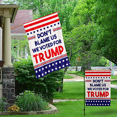Alternative view of I Love Trump Support Decorative House Flag - Don't Blame Us This Family We Voted For Trump Conservative Republican Outdoor Flag