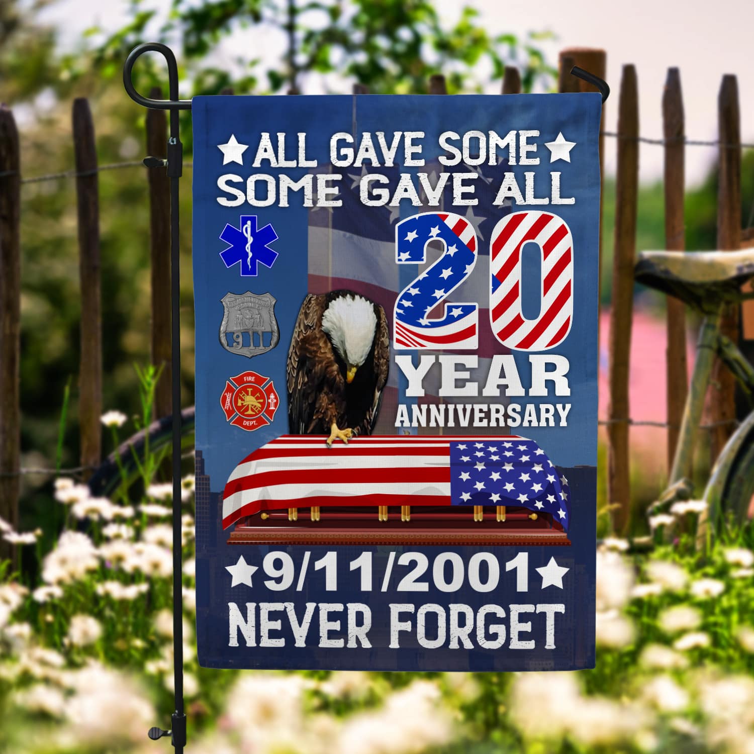 3KT. All Gave Some Some Gave All 911-30x40 Garden Flag Mockup 6