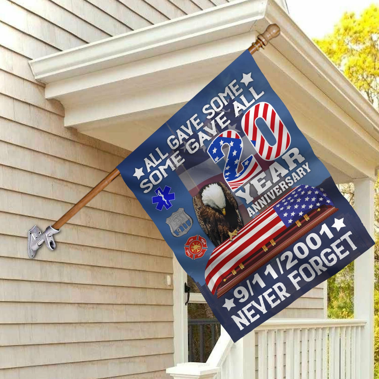 3KT. All Gave Some Some Gave All 911-30x40 House Flag Mockup 2