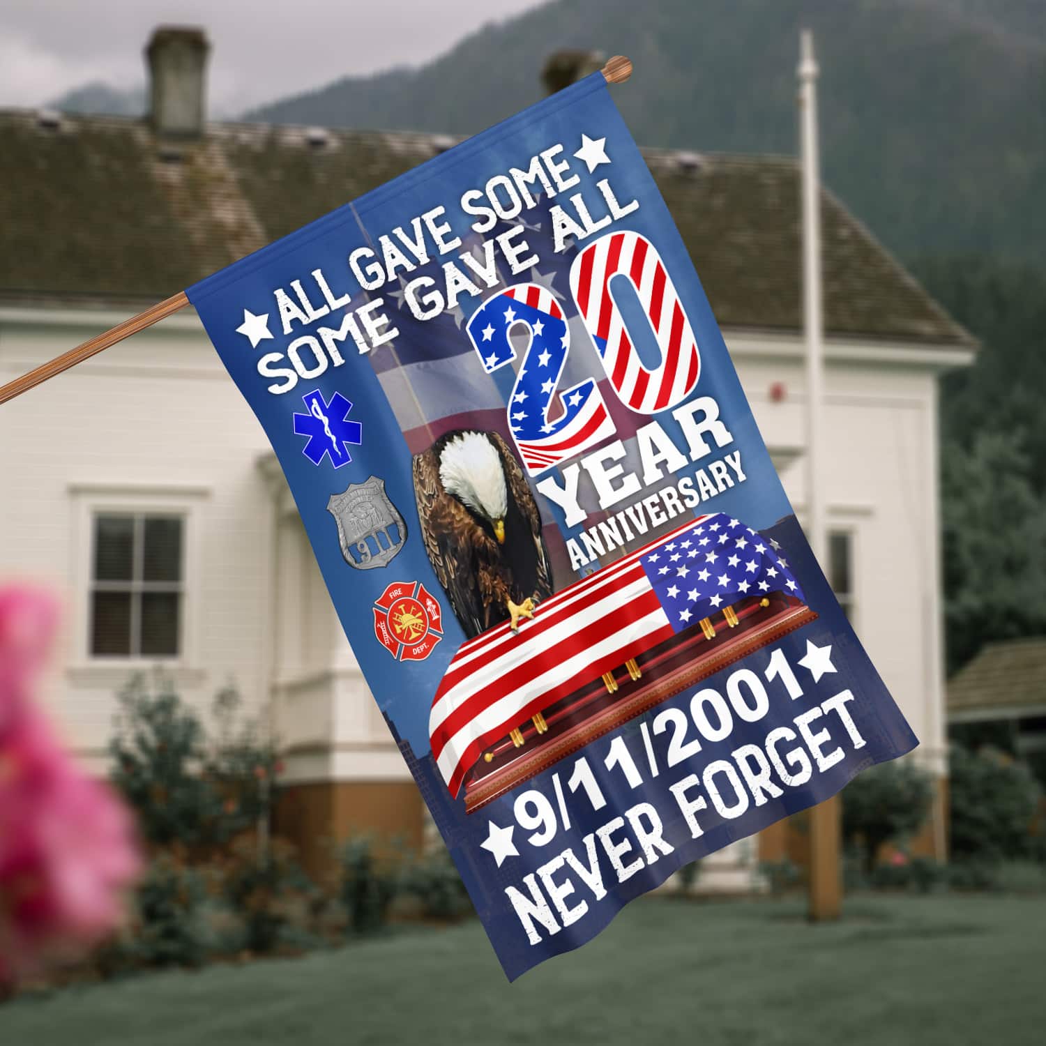 3KT. All Gave Some Some Gave All 911-30x40 House Flag Mockup 4