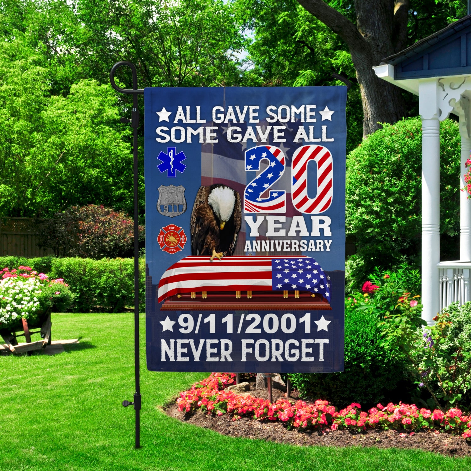 3KT. All Gave Some Some Gave All 911-30x40 Garden Flag Mockup 2