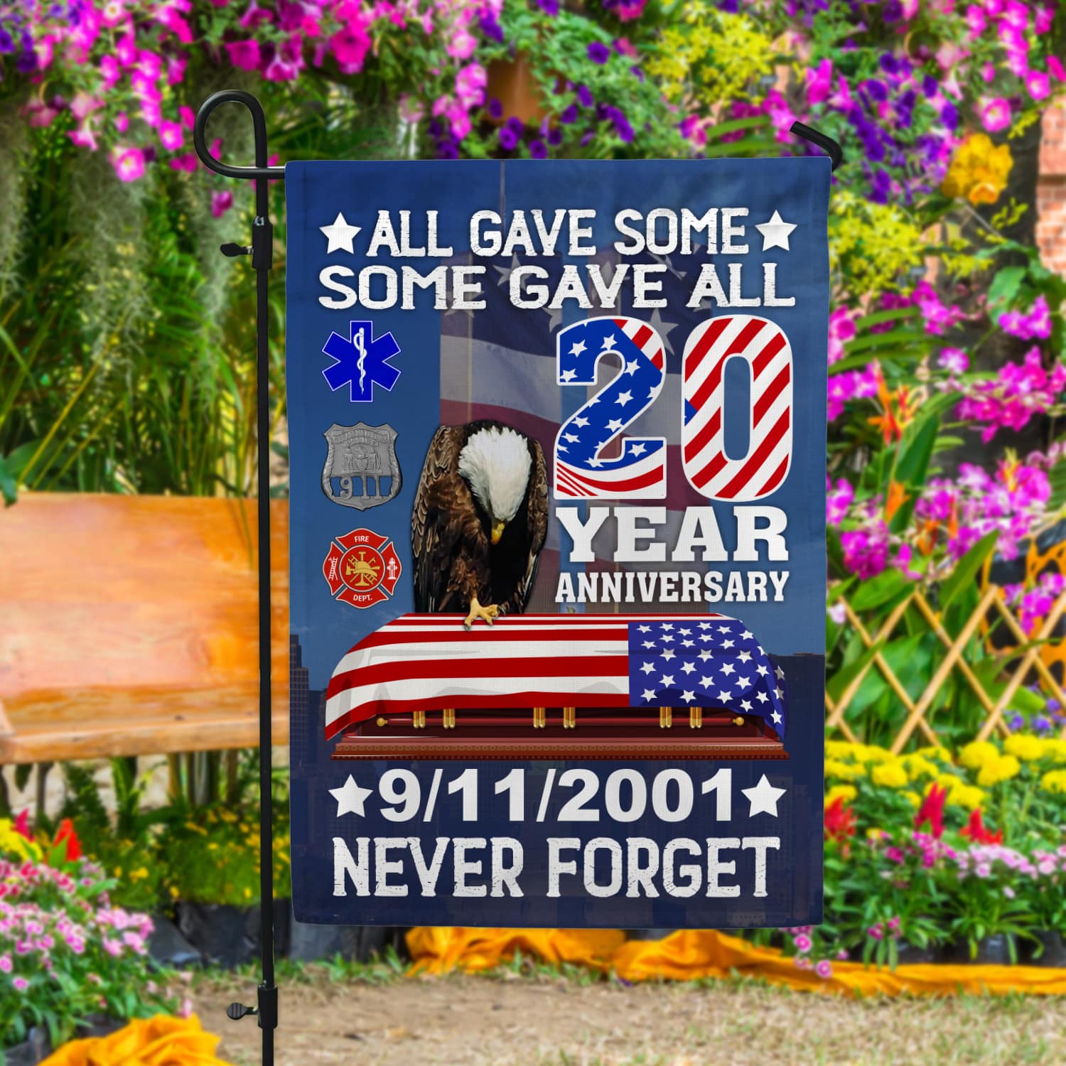 3KT. All Gave Some Some Gave All 911-30x40 Garden Flag Mockup 4