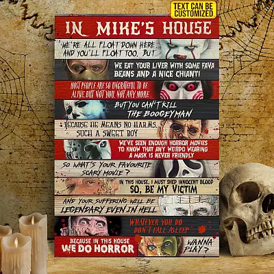 Custom Name We're All Float Down Here And You'll Float Too Horror Movie Characters Framed Canvas Print - Poster