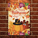 Turkey Happy Thanksgiving Day Metal Sign - Thanksgiving Sign - Turkey Sign