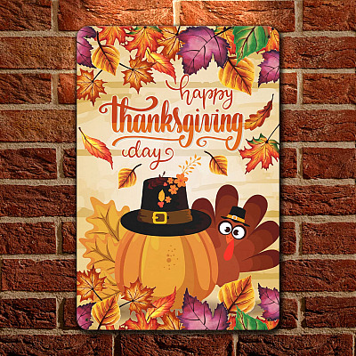 Turkey Happy Thanksgiving Day Metal Sign - Thanksgiving Sign - Turkey Sign