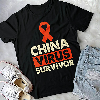 Alternative view of China Virus Survivor T-Shirt - Funny China Virus Shirt