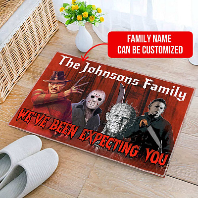 Alternative view of Personalized Halloween Decor Horror We've Been Expecting You Indoor Outdoor Doormat