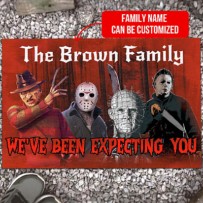 Personalized Halloween Decor Horror We've Been Expecting You Indoor Outdoor Doormat