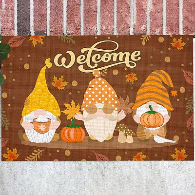 Welcome Gnomes Autumn Halloween Decorative Doormat - Funny Gnomes Welcome Mat - Entrance Doormat