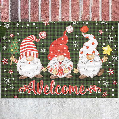 Welcome Gnomes Christmas Holiday Decorative Doormat - Funny Gnomes Welcome Mat - Entrance Doormat