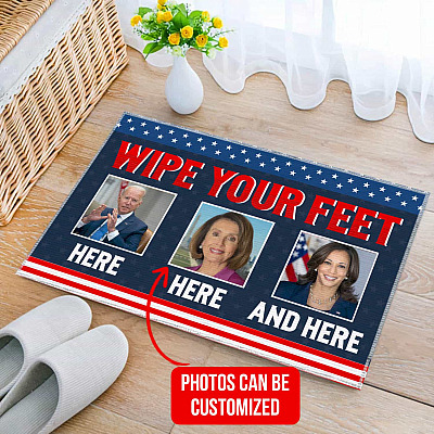 Alternative view of Biden Wipe Your Feet Here Here And Here Personalized Photo House Doormat - Outdoor Indoor Doormat