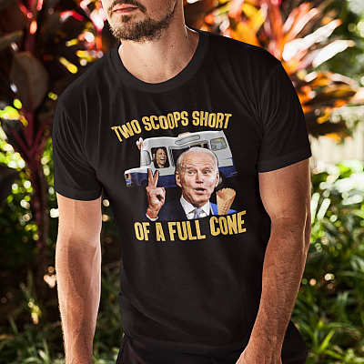 Alternative view of Two Scoops Short Of A Full Cone Anti Biden Kamala Harris T-Shirt - Funny Biden Harris Shirt