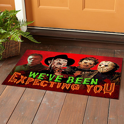 Alternative view of Horror Movie Characters Freddy Michael Jason Leatherface We've Been Expecting You Indoor Outdoor Doormat