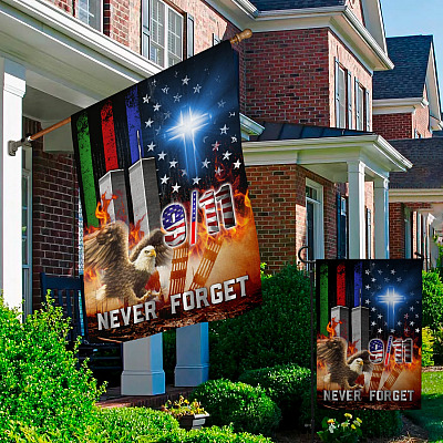 Alternative view of Christian 9/11 We Will Never Forget Twin Towers America Decorative Garden Flag - Indoor Outdoor Flag - House Flag