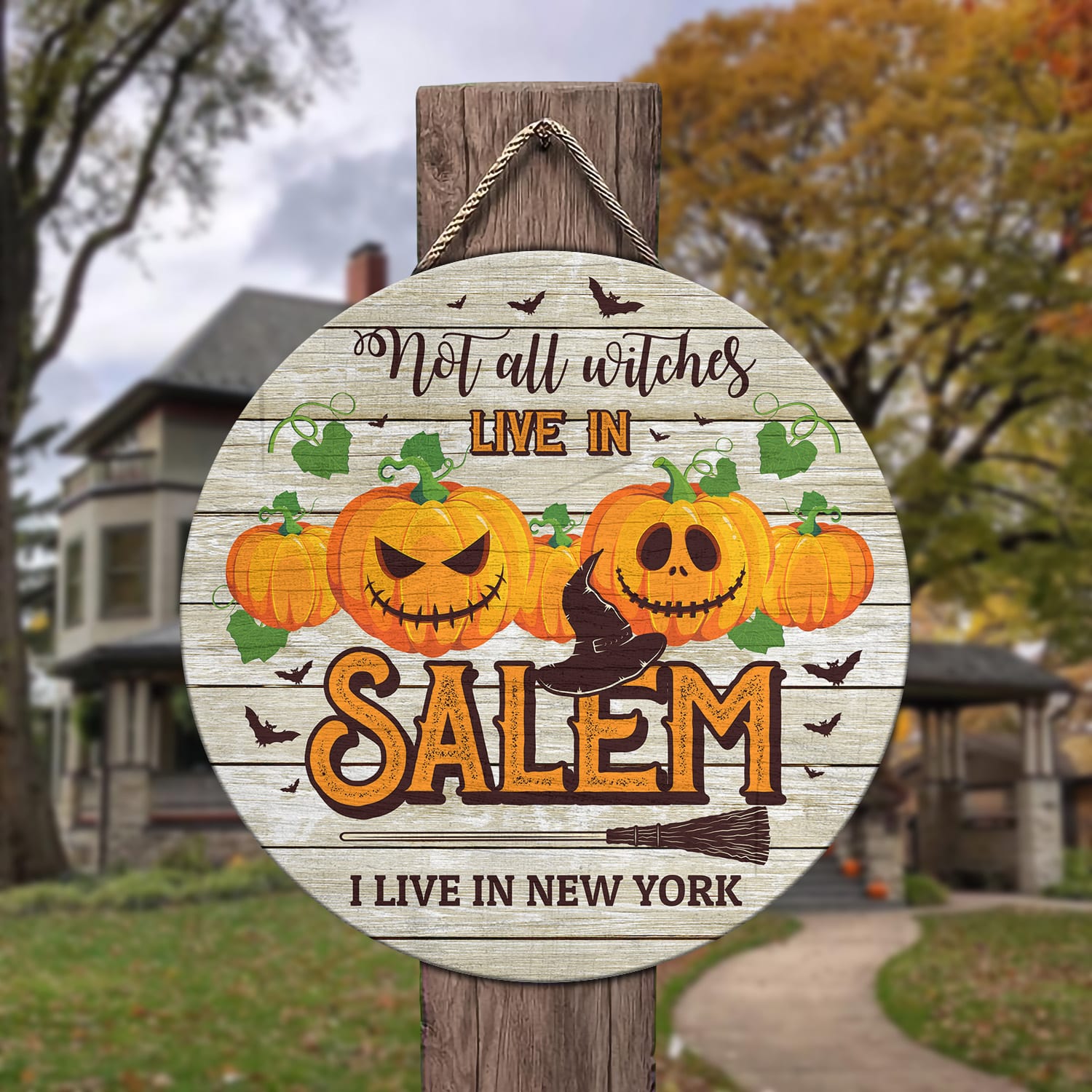 6KT. Not All Witches Live In Salem Door Sign-sample design Door Sign Mockup 3
