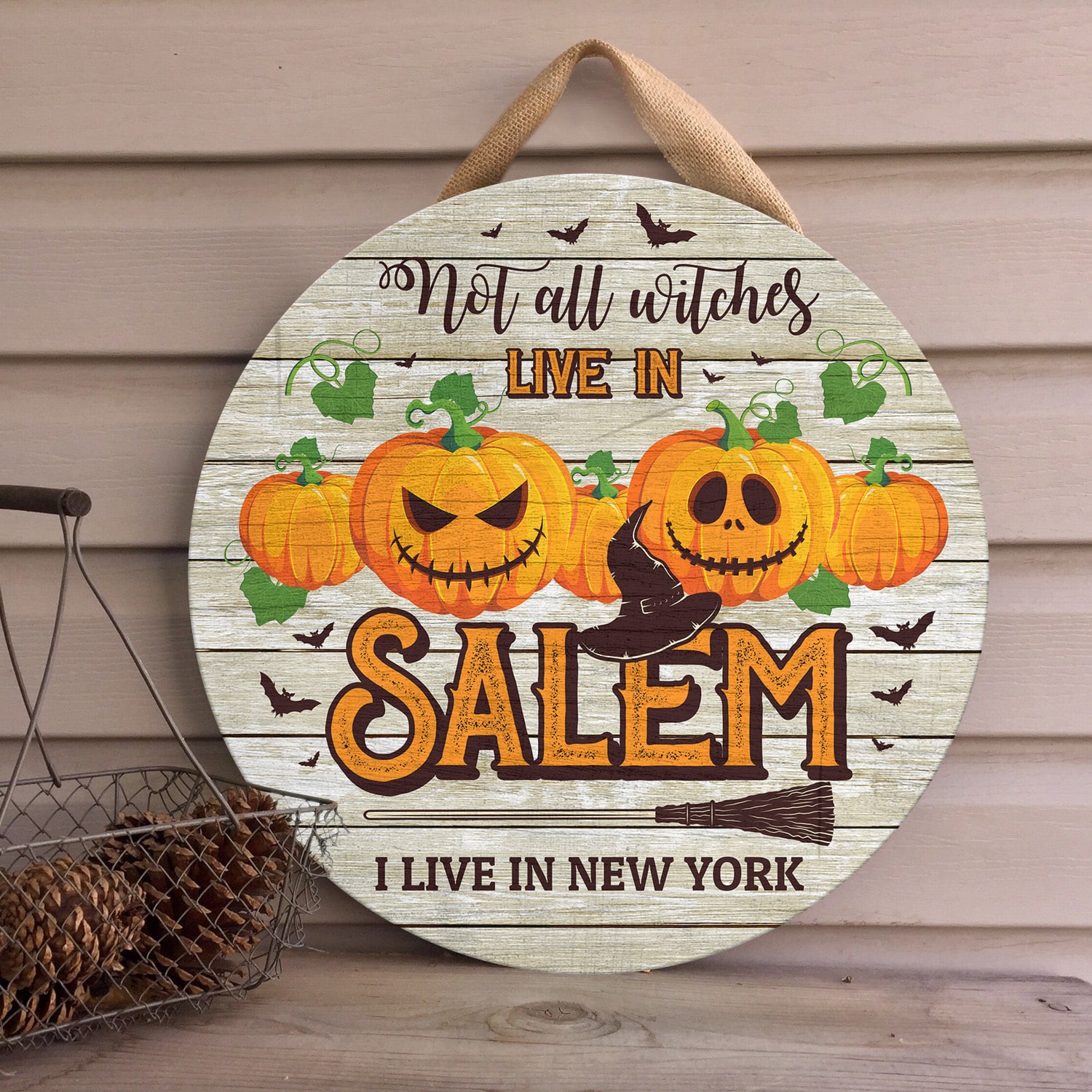 6KT. Not All Witches Live In Salem Door Sign-sample design Door Sign Mockup 4