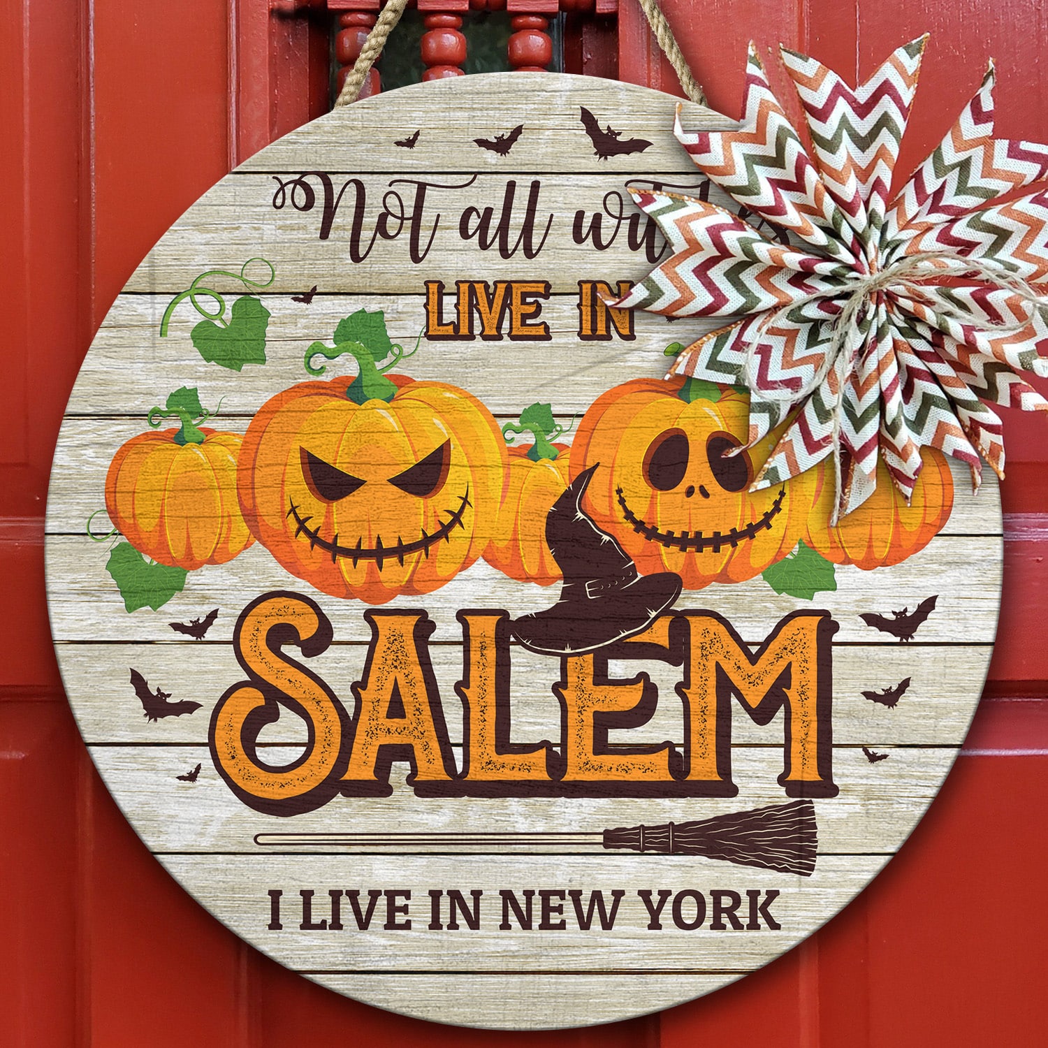 6KT. Not All Witches Live In Salem Door Sign-sample design Door Sign Mockup 10