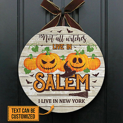 Alternative view of Personalized Name Sign Not All Witches Live In Salem Outdoor Door Sign - Funny Halloween Witches Welcome Home Customized Name Door Sign