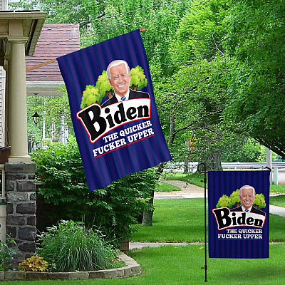 Alternative view of Biden The Quicker The Fucker Upper Outdoor Garden Flag - House Flag - Wall Flag