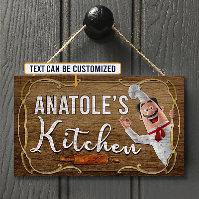 Personalized Name Kitchen Italian Fat Chef Decorative Wooden Door Sign - Kitchen Sign