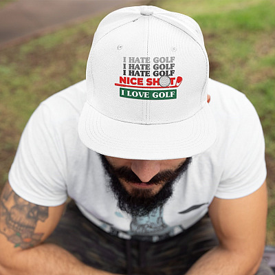 I Hate Golf I Hate Golf Nice Shot I Love Golf Sarcastic Twill Cap Hat - Funny Sarcasm Golfing Player Golf Lover Meme Saying Hat