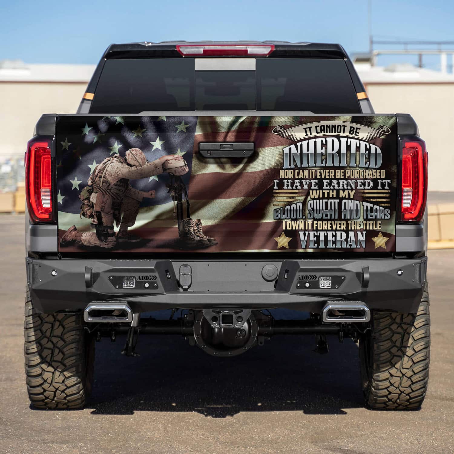 10VT. Veteran It Cannot Be Inherited Tailgate Wrap Mockup 5