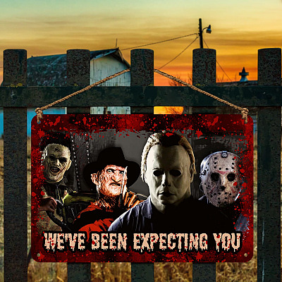 Halloween Horror We've Been Expecting You Retro Decorative Metal Sign - Indoor Outdoor Decor Farmhouse