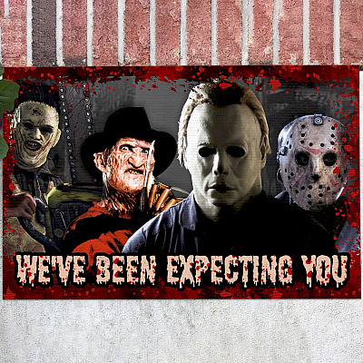 Halloween Horror We've Been Expecting You Decorative Doormat - Halloween Movie Character Welcome Mat