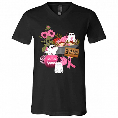 In October We Wear Tshirt, Black, V-Neck T-Shirt