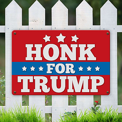 Honk For Trump Decorative Metal Sign - Indoor Outdoor Decor Farmhouse - Funny Political Election Sign