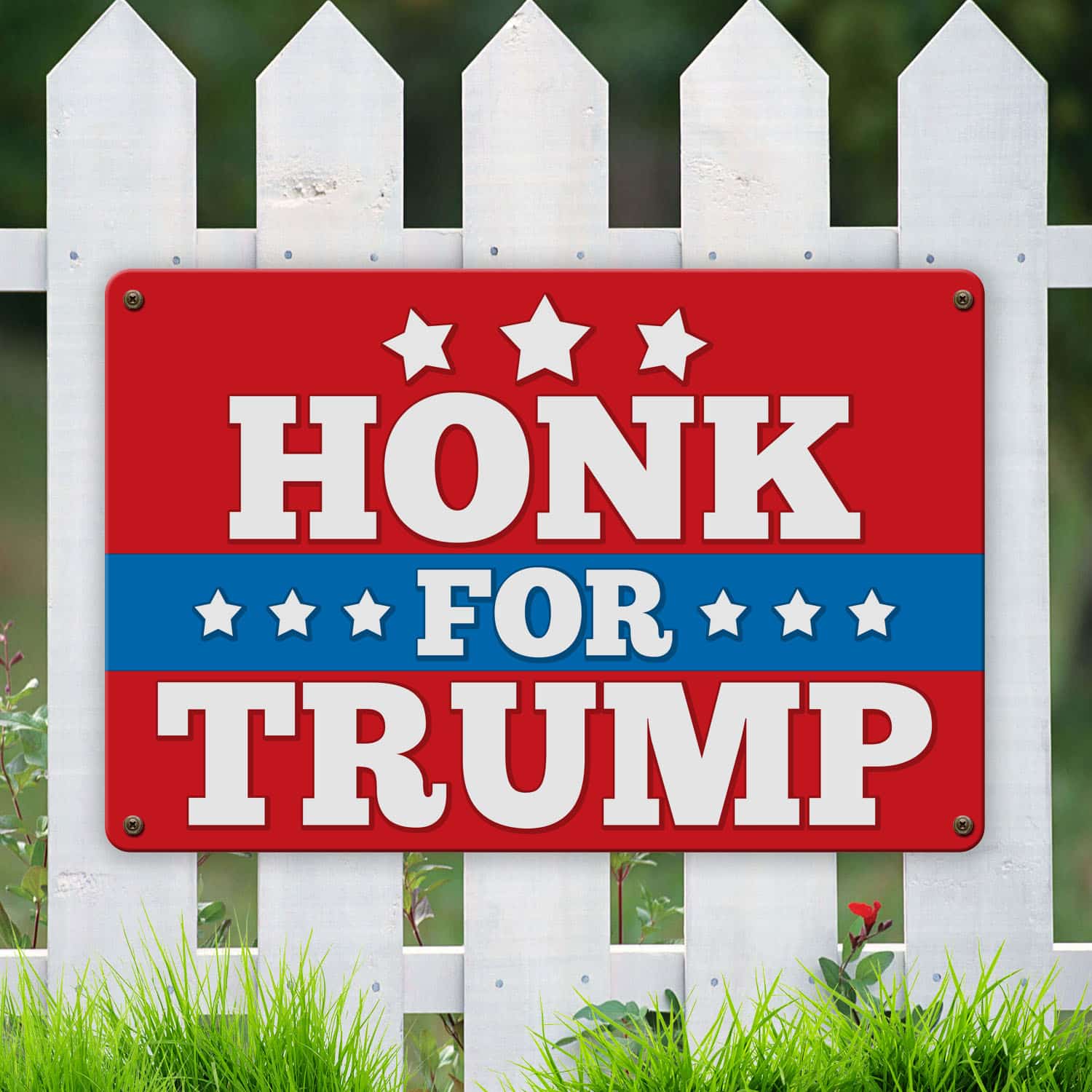 9BN. Honk For Trump Metal Sign Mockup 6