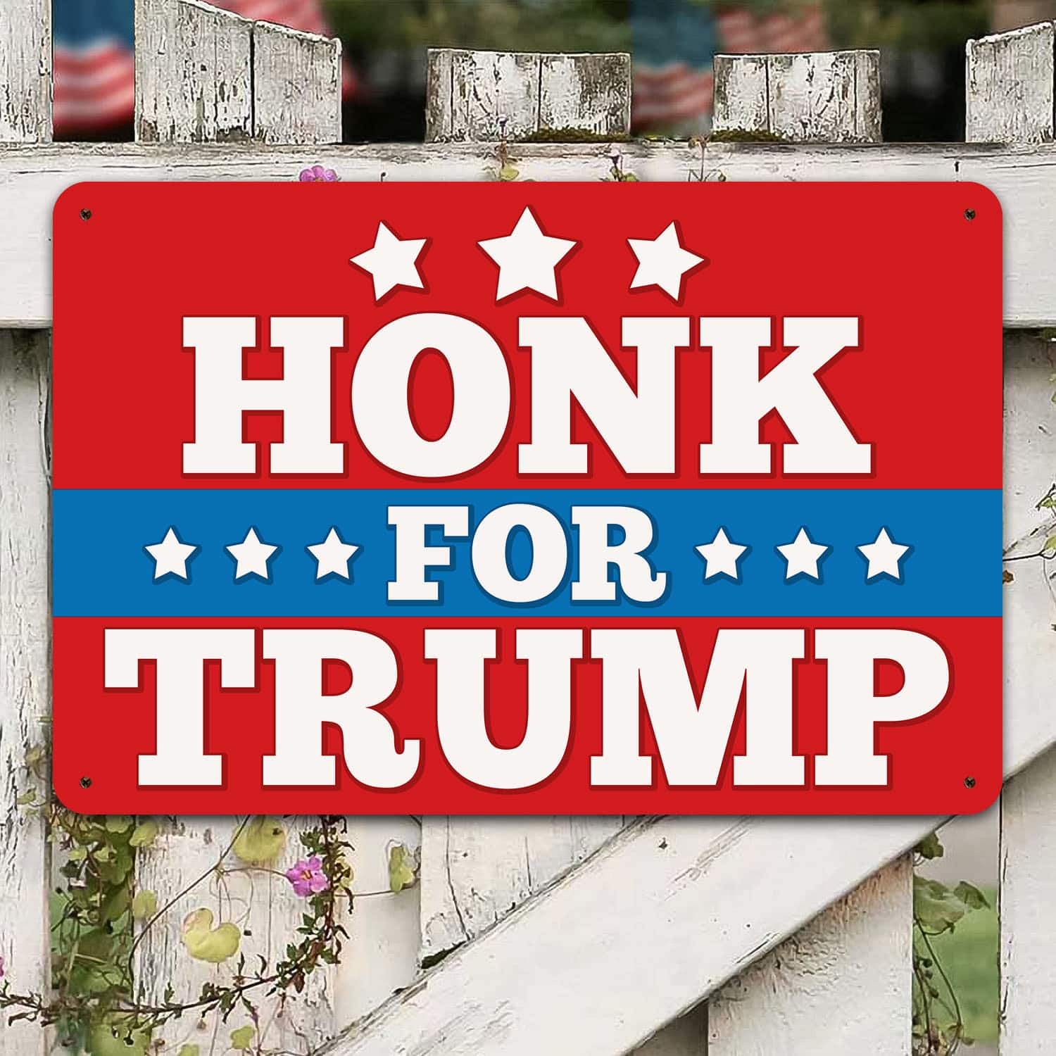 9BN. Honk For Trump Metal Sign Mockup 8