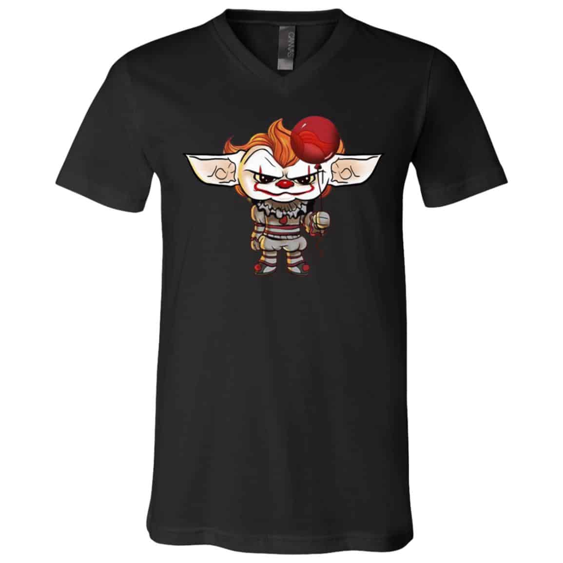 Baby Yoda Pennywise Halloween T-shirt, Black, V-Neck T-Shirt
