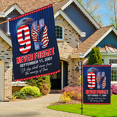 Alternative view of Never Forget 9 11 No Day Shall Erase from The Memory of Time Decorative Garden Flag - House Flag - Wall Flag