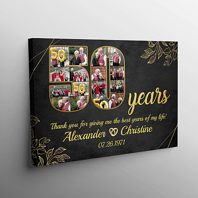 Alternative view of Personalized 50 Years Together Anniversary Framed Canvas - Custom Photo 50th Years Wedding Anniversary Poster