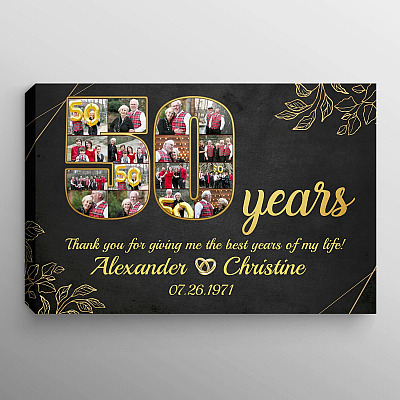Personalized 50 Years Together Anniversary Framed Canvas - Custom Photo 50th Years Wedding Anniversary Poster