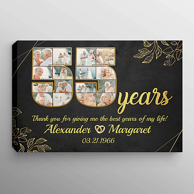 Personalized 55 Years Together Anniversary Framed Canvas - Custom Photo 55th Year Wedding Anniversary Poster