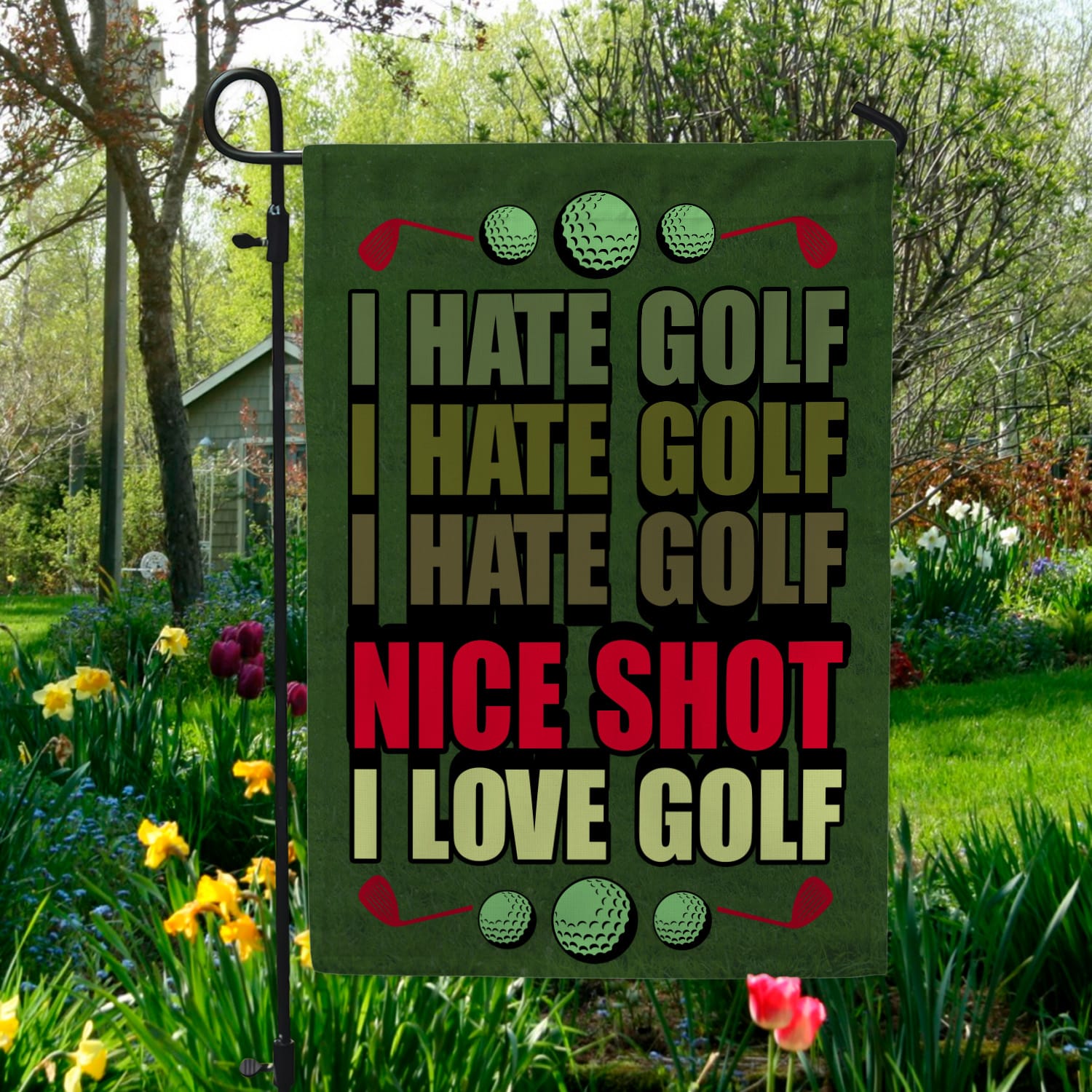 18H. I Hate Golf_30x40 Garden Flag Mockup 5