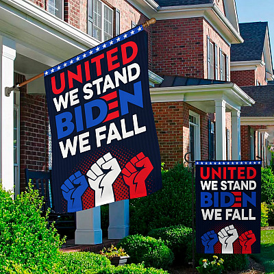 Alternative view of United We Stand Biden We Fall Decorative Garden Flag - Indoor Outdoor Flag - House Flag - Funny Joe Biden Flag