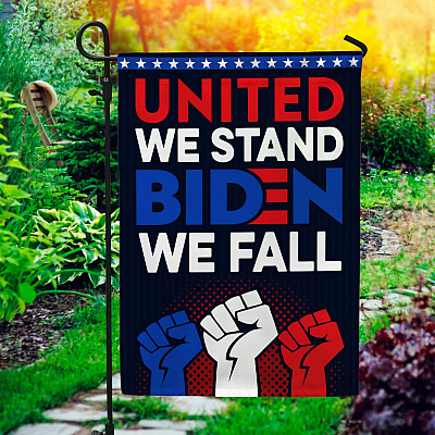 United We Stand Biden We Fall Decorative Garden Flag - Indoor Outdoor Flag - House Flag - Funny Joe Biden Flag