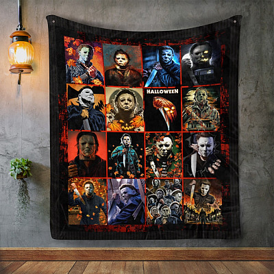 Michael Halloween Myers Fleece Blanket - Mink Sherpa Blanket - Woven Blanket - Halloween Horror Movie Character Blanket
