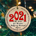 2021 the Year We Became Halfway Normal Again Decorative Christmas Ornament - Holiday Flat Circle Ornament