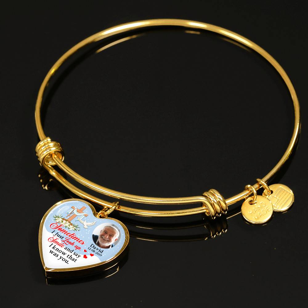 Sometimes I Just Look up Smile and Say I Know that Was You Personalized Photo Memorial Heart Pendant Necklace - Jesus Cross Bangle Sometimes I Just Look up Smile and Say I Know that Was You Personalized Photo Memorial Heart Pendant Necklace - Jesus Cross Bangle