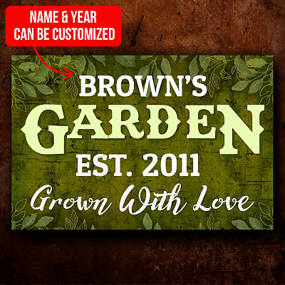 Alternative view of Garden Decor Personalized Garden Grown with Love Vintage Decorative Metal Sign - Indoor Outdoor Decor Farmhouse