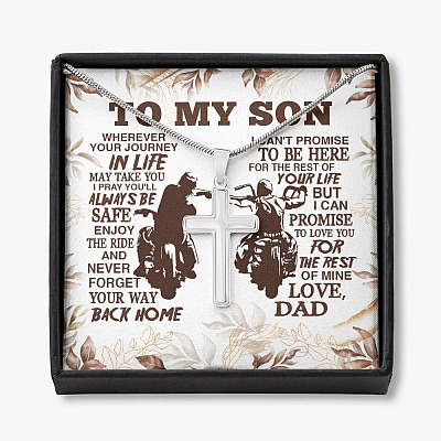 To My Son Wherever Your Journey In Life May Take You I Pray You'll Always Be Safe Artisan Crafted Cross Necklace - Artisan Crafted Cross Necklace
