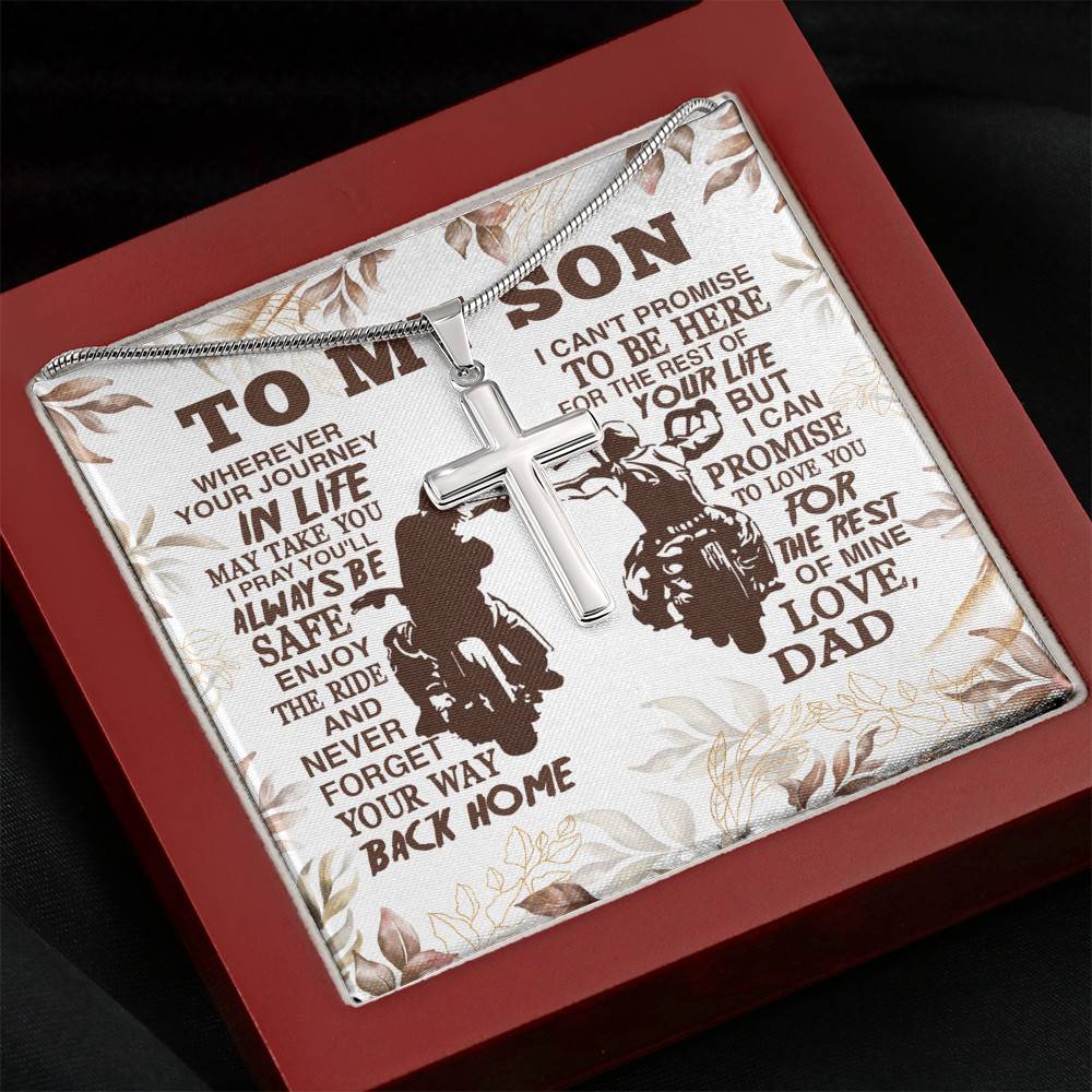 To My Son Wherever Your Journey In Life May Take You I Pray You'll Always Be Safe Artisan Crafted Cross Necklace