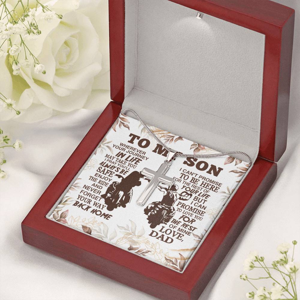 To My Son Wherever Your Journey In Life May Take You I Pray You'll Always Be Safe Artisan Crafted Cross Necklace